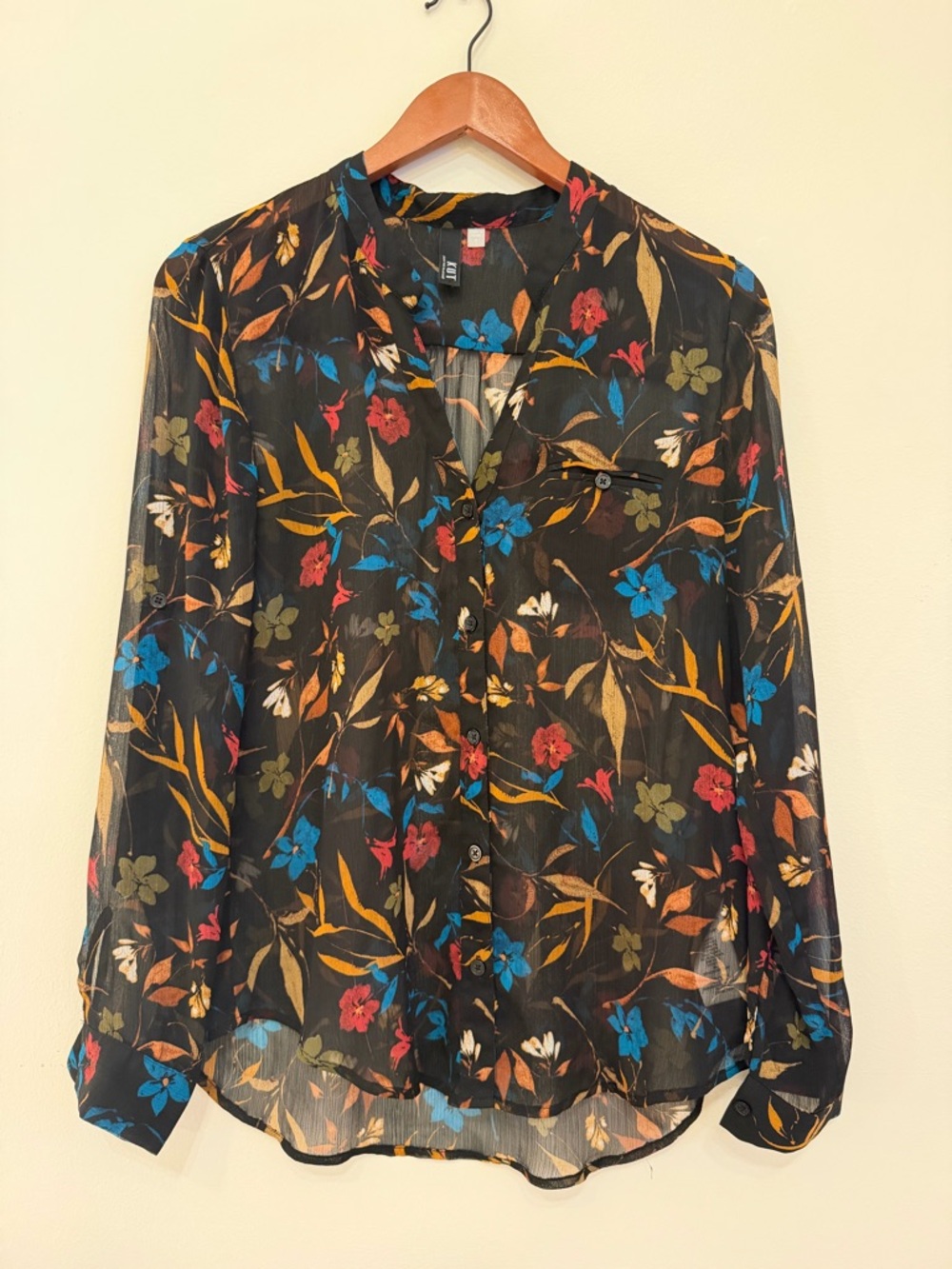 KUT From The Kloth Chiffon Floral Button Up Shirt - Small